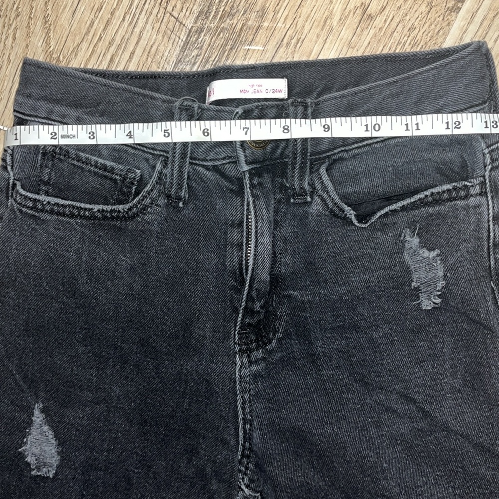 Distressed Black High‎ Rise Mom Jeans - Picture 3 of 5